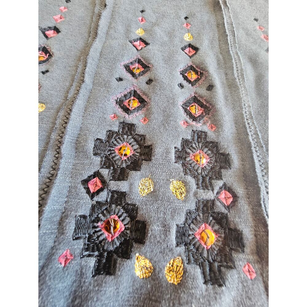 Free People Rich in Embroidery Mini Dress/ Gray, Sequins, Mesh Trim, New, Sz S - Picture 11 of 12